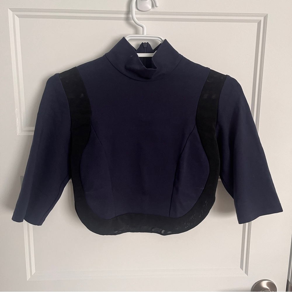 Navy and Black Cropped Top